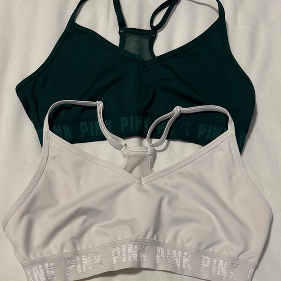 PINK Victoria's Secret Sports Bras - Dark Green and White Size- Medium - Picture 2 of 11